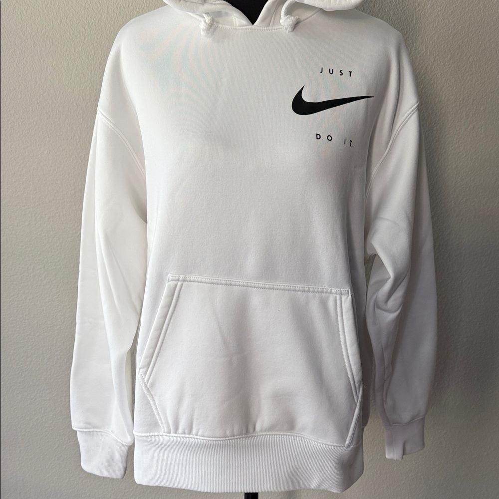 Nike White Hoodie with Black Swoosh ( unisex) - Picture 3 of 11